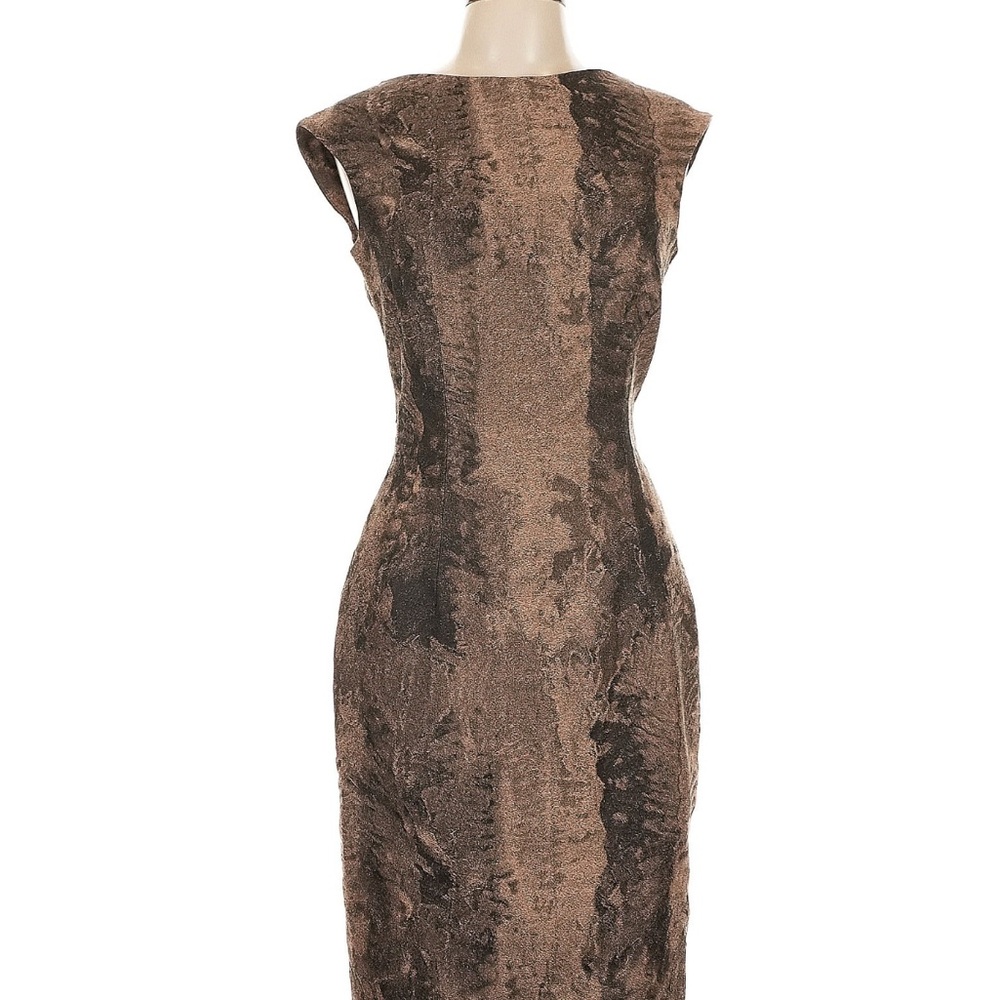 Monique Lhuillier Textured Brown Backless Dress